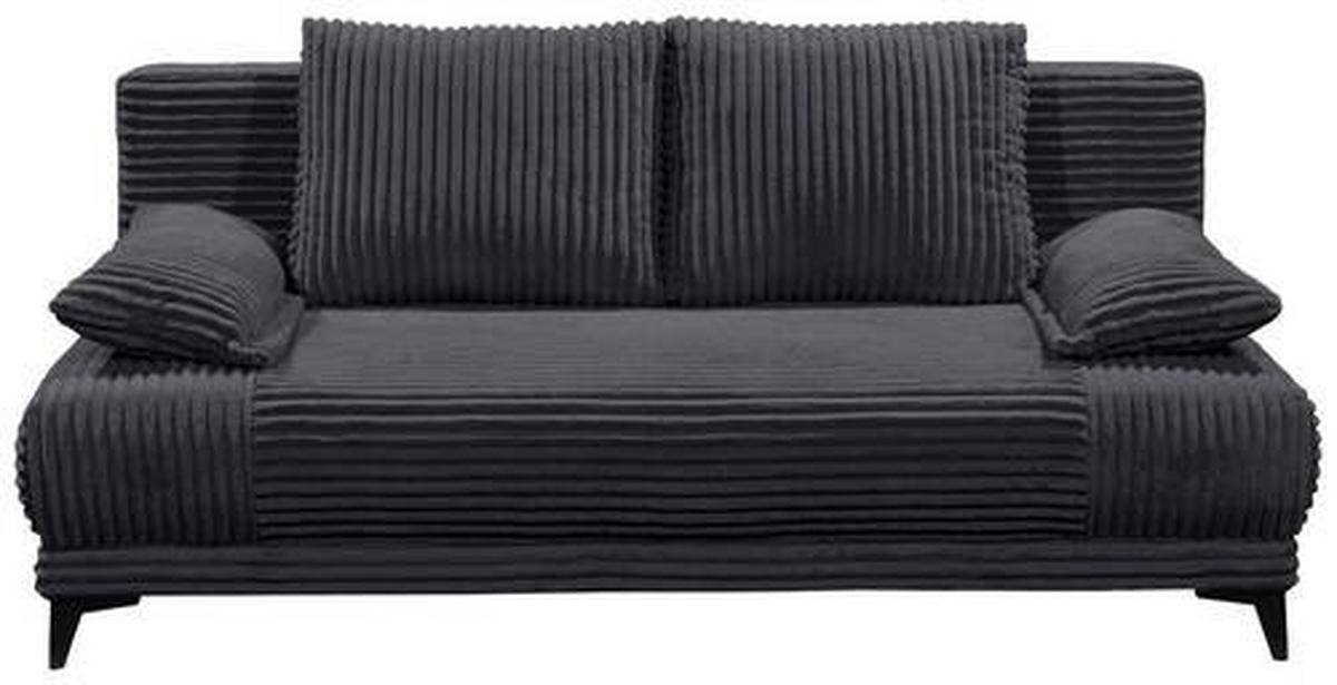 SCHLAFSOFA in Cord Schwarz  - Schwarz, Konventionell, Kunststoff/Textil (211/96/105cm) - MID.YOU