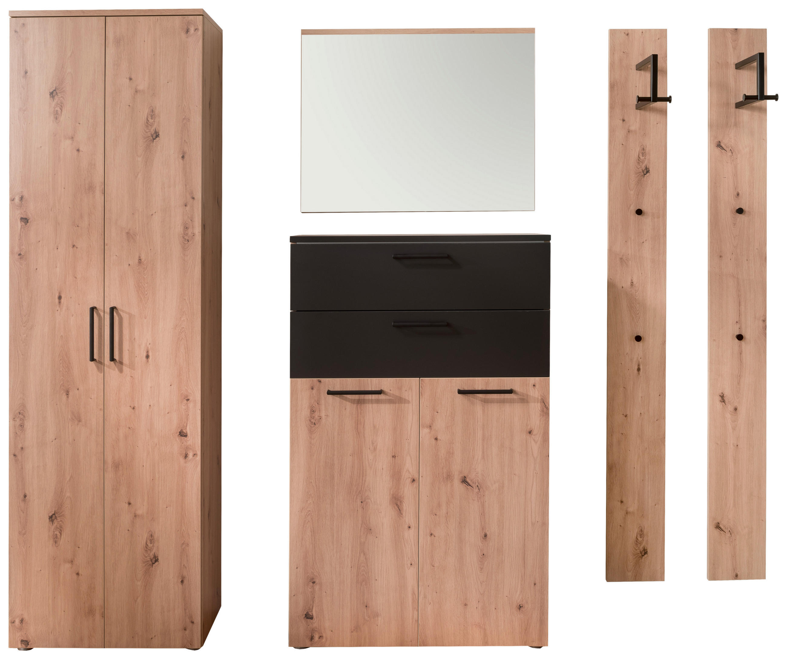 GARDEROBE 5-teilig in 200/200/38 cm - Eichefarben/Anthrazit, Konventionell, Holzwerkstoff (200/200/38cm) - Moderano