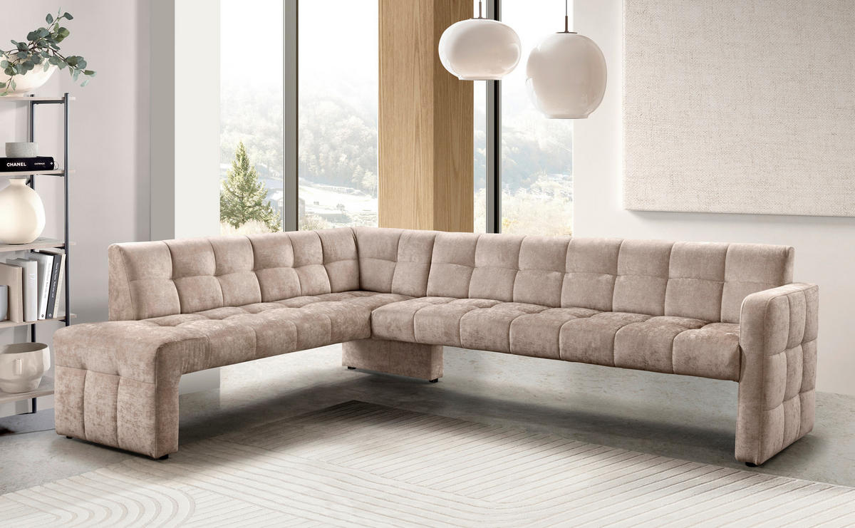 KLUPA KUTNA  bež  drvo, tekstil, drvni materijal      - bež/crna, Moderno, drvni materijal/drvo (265/197cm) - Livetastic