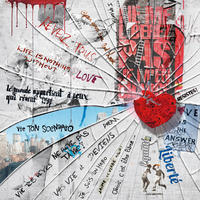 KUNSTDRUCK 14/14 cm  - Blau/Weiss, Basics, Papier (14/14cm) - Monee