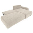 ECKSOFA Beige Flachgewebe Zierkissen, Rückenkissen, Bettkasten, Schlaffunktion, Rücken echt, Liegefläche im Originalstoff  - Beige/Schwarz, KONVENTIONELL, Kunststoff/Textil (260/145cm) - Carryhome