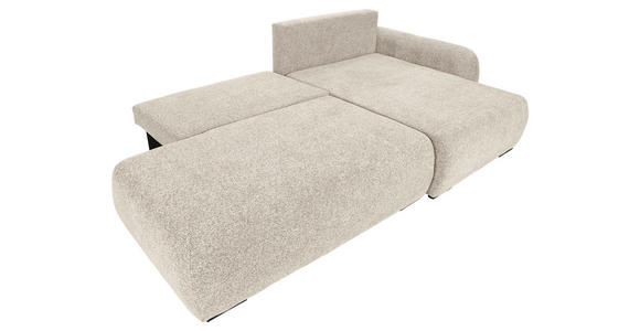 ECKSOFA Beige Flachgewebe Zierkissen, Rückenkissen, Bettkasten, Schlaffunktion, Rücken echt, Liegefläche im Originalstoff  - Beige/Schwarz, KONVENTIONELL, Kunststoff/Textil (260/145cm) - Carryhome