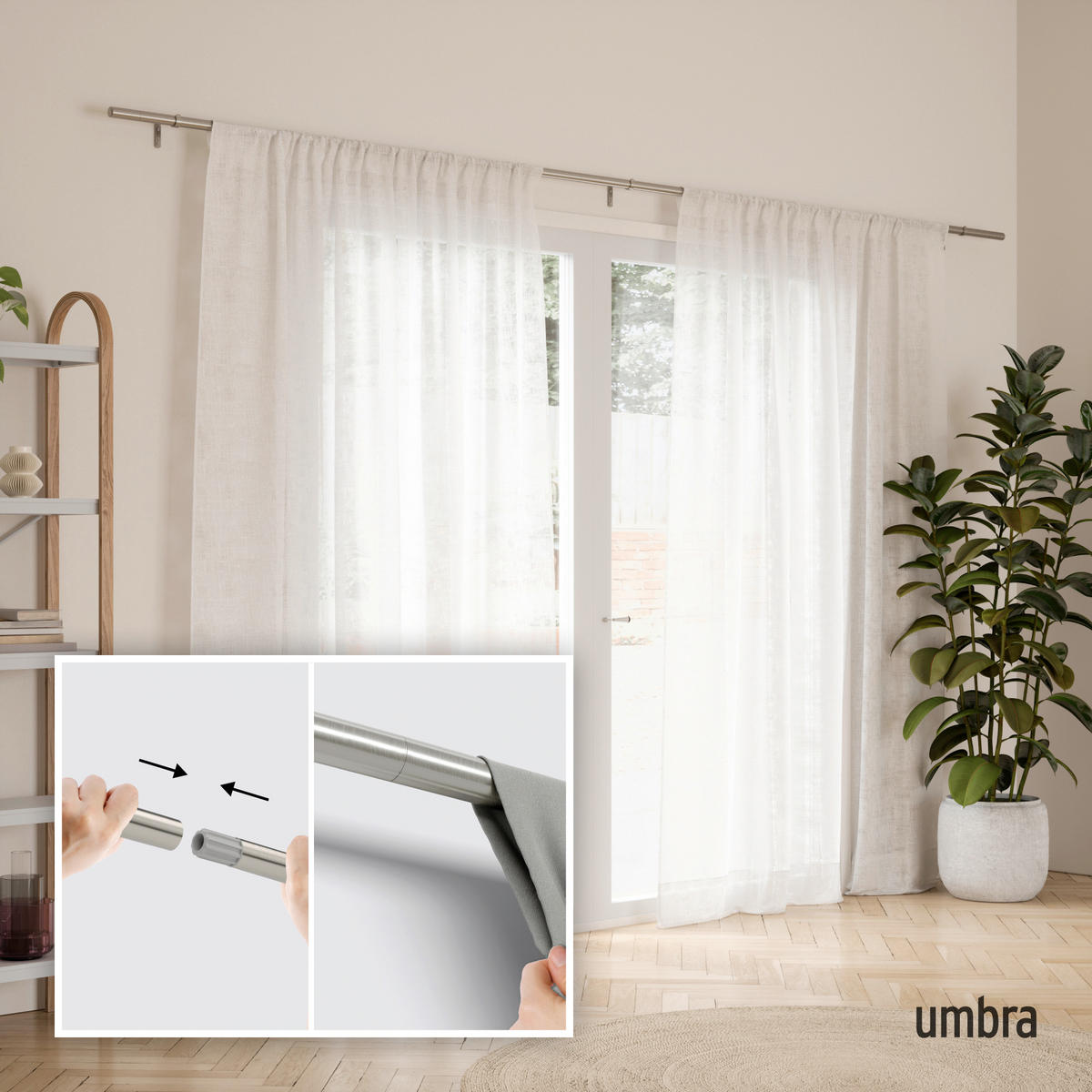 VORHANGSTANGENSET  168-325 cm  - Nickelfarben, KONVENTIONELL, Kunststoff/Metall (168-325cm) - Umbra