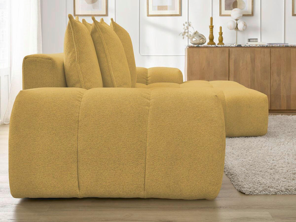 ECKSCHLAFSOFA EVEREST  mit Rücken echt, Armteil links, Armteil rechts Flachgewebe Gelb  - Gelb/Schwarz, MODERN, Kunststoff/Textil (318/180cm) - Livetastic