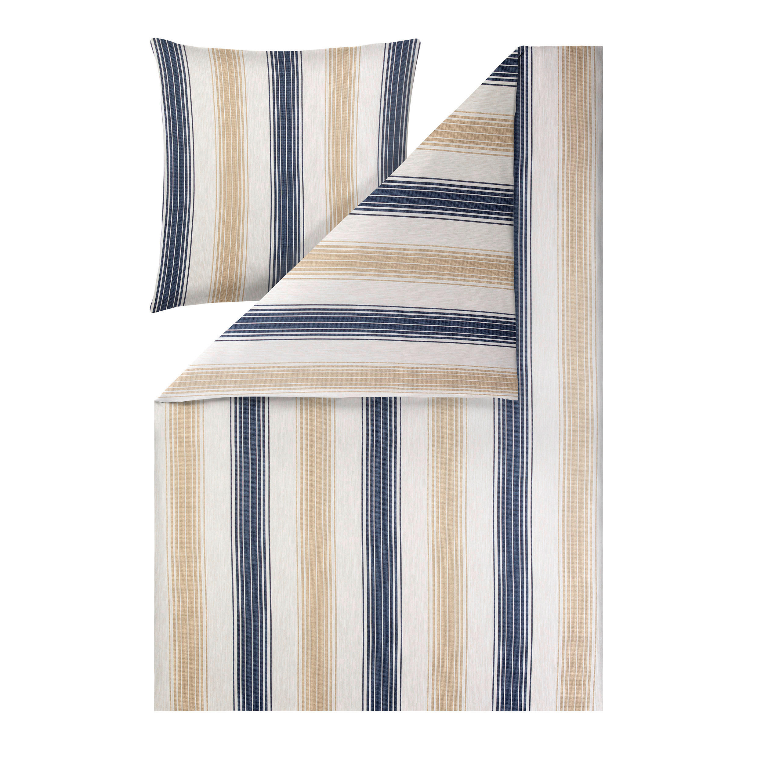 BETTWÄSCHE 2-teilig Natürlich Estella Makosatin 135/200 cm  - Dunkelblau, Design, Textil (135/200cm) - Estella
