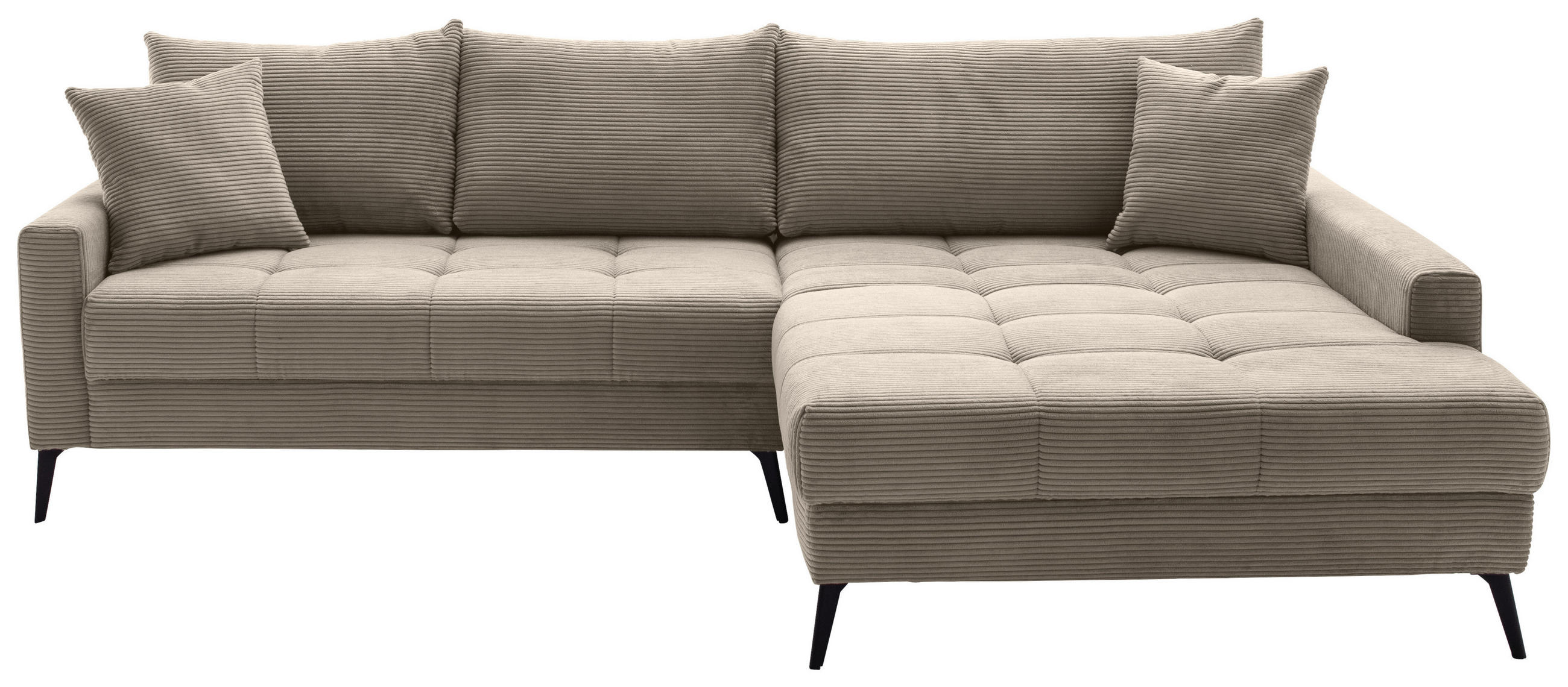 ECKSOFA Taupe Cord  - Taupe/Schwarz, KONVENTIONELL, Textil/Metall (280/173cm) - Hom`in