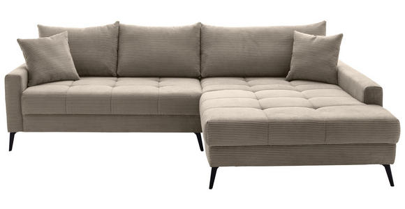 ECKSOFA  in Cord Taupe  280/173 cm  - Taupe/Schwarz, KONVENTIONELL, Textil/Metall (280/173cm) - Hom`in