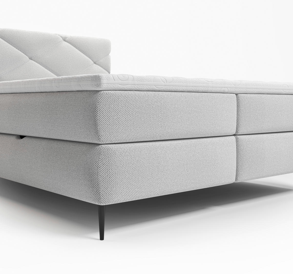 BOXBETT 140/200 cm  Creme  - Creme/Schwarz, Modern, Holz/Holzwerkstoff (140/200cm) - MID.YOU