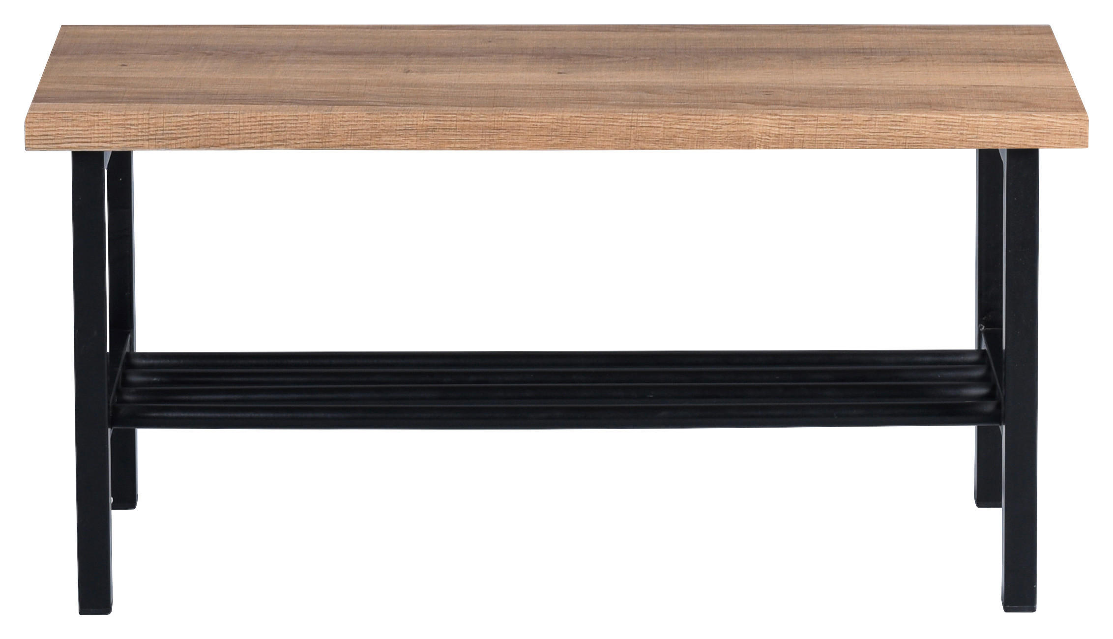 GARDEROBENBANK - Eichefarben/Schwarz, Basics, Metall (80/41/30cm)