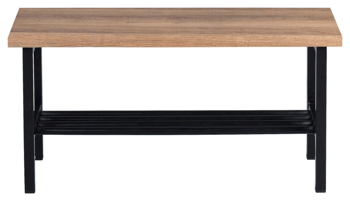 ŠATNÍ LAVICE - černá/barvy dubu, Basics, kov/kompozitní dřevo (80/41/30cm)