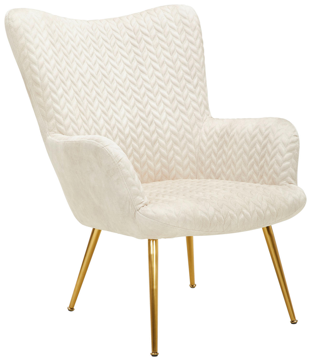 OHRENSESSEL Webstoff Beige  - Beige/Goldfarben, Design, Textil/Metall (74/96/83cm) - Ambia Home