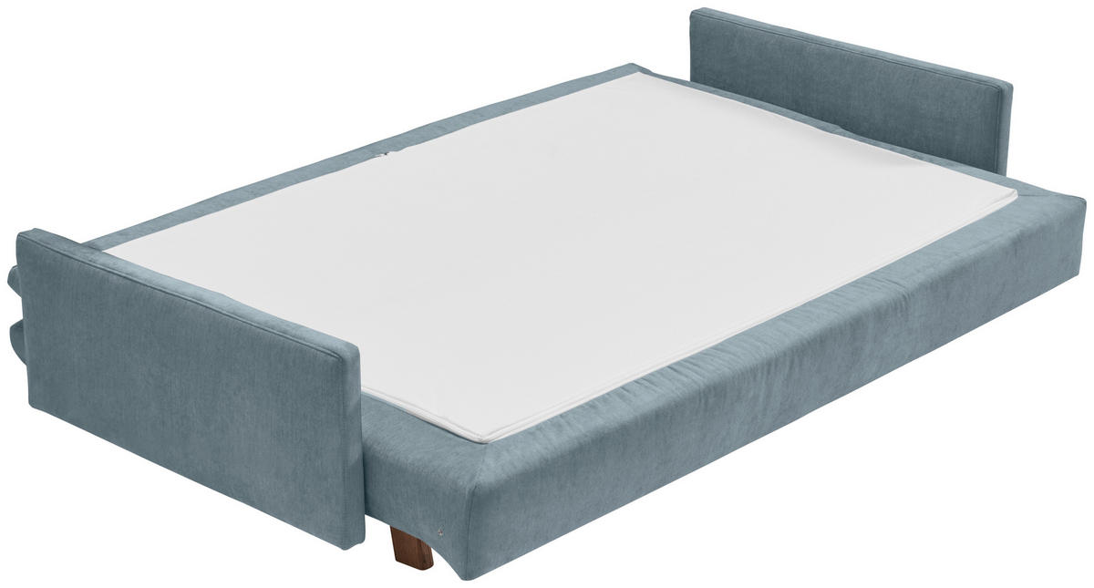SCHLAFSOFA Flachgewebe Hellblau  - Eichefarben/Hellblau, KONVENTIONELL, Holz/Textil (220/85/98cm) - Carryhome