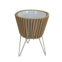KVETINÁČ kov, plast, 19/25/19 cm - biela/prírodná farba, Natur, kov/plast (19/25/19cm) - Ambia Home