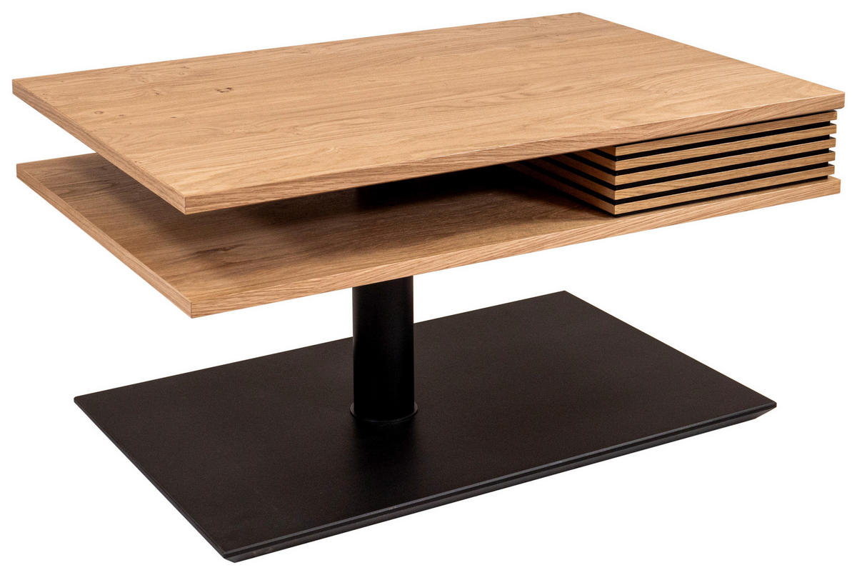 COUCHTISCH in Holz, Metall, Holzwerkstoff 90/60/49-67 cm  - Wildeiche/Schwarz, Design, Holz/Holzwerkstoff (90/60/49-67cm) - Novel