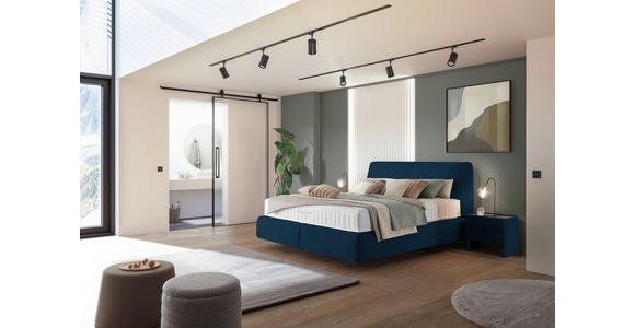 BOXSPRINGBETT 200/200 cm  in Blau  - Blau/Schwarz, Design, Kunststoff/Textil (200/200cm) - Johann Jakob