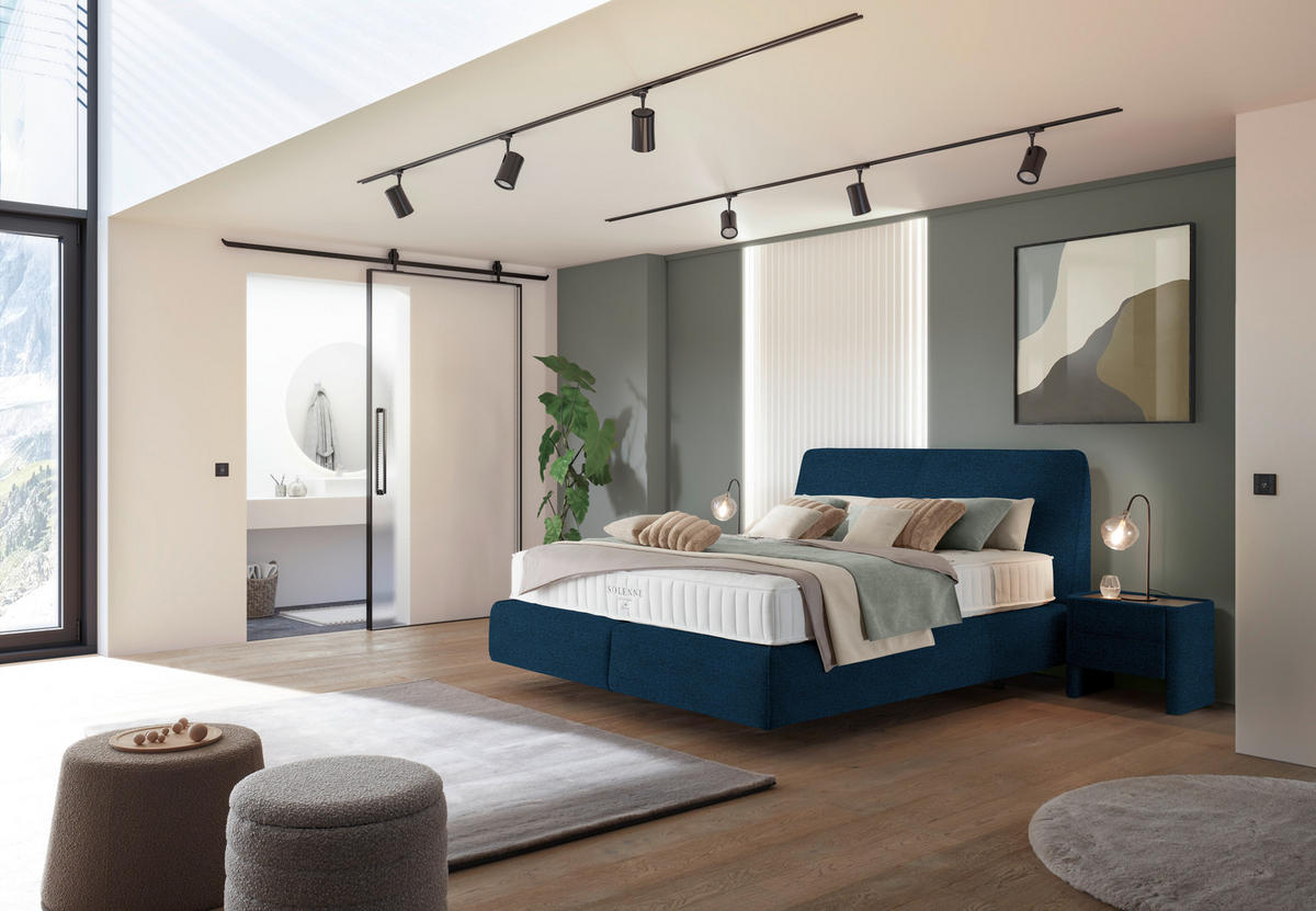 BOXSPRINGBETT 200/200 cm  in Blau  - Blau/Schwarz, Design, Kunststoff/Textil (200/200cm) - Johann Jakob