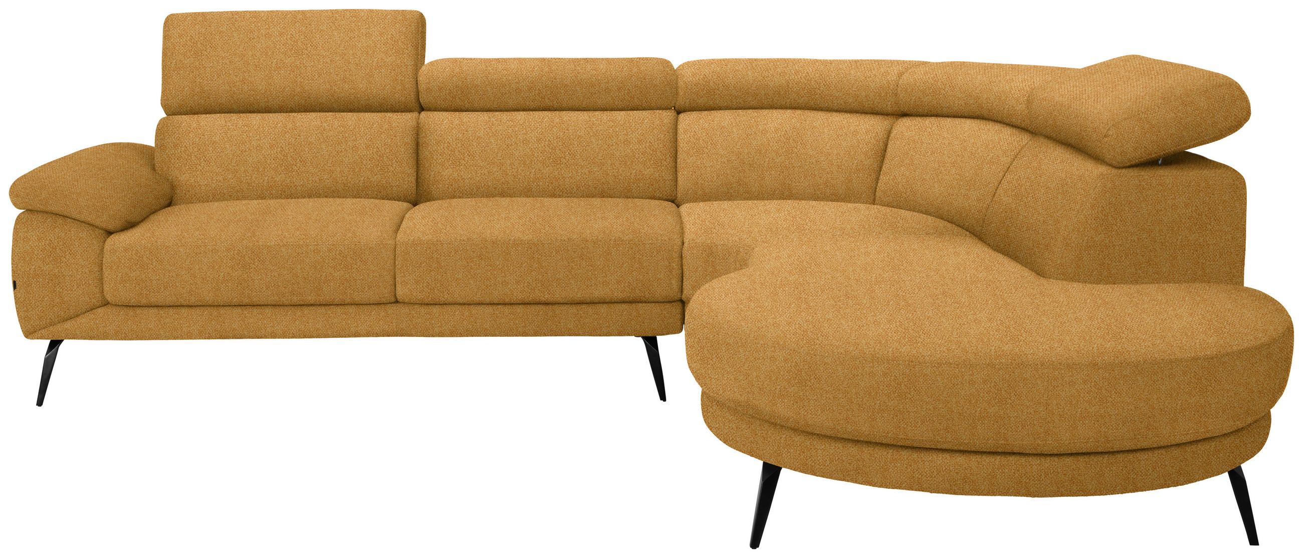 ECKSOFA in Velours Currygelb  299/264 cm  - Currygelb/Schwarz, Design, Textil/Metall (299/264cm) - Novel