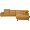 ECKSOFA in Velours Currygelb  299/264 cm  - Currygelb/Schwarz, Design, Textil/Metall (299/264cm) - Novel