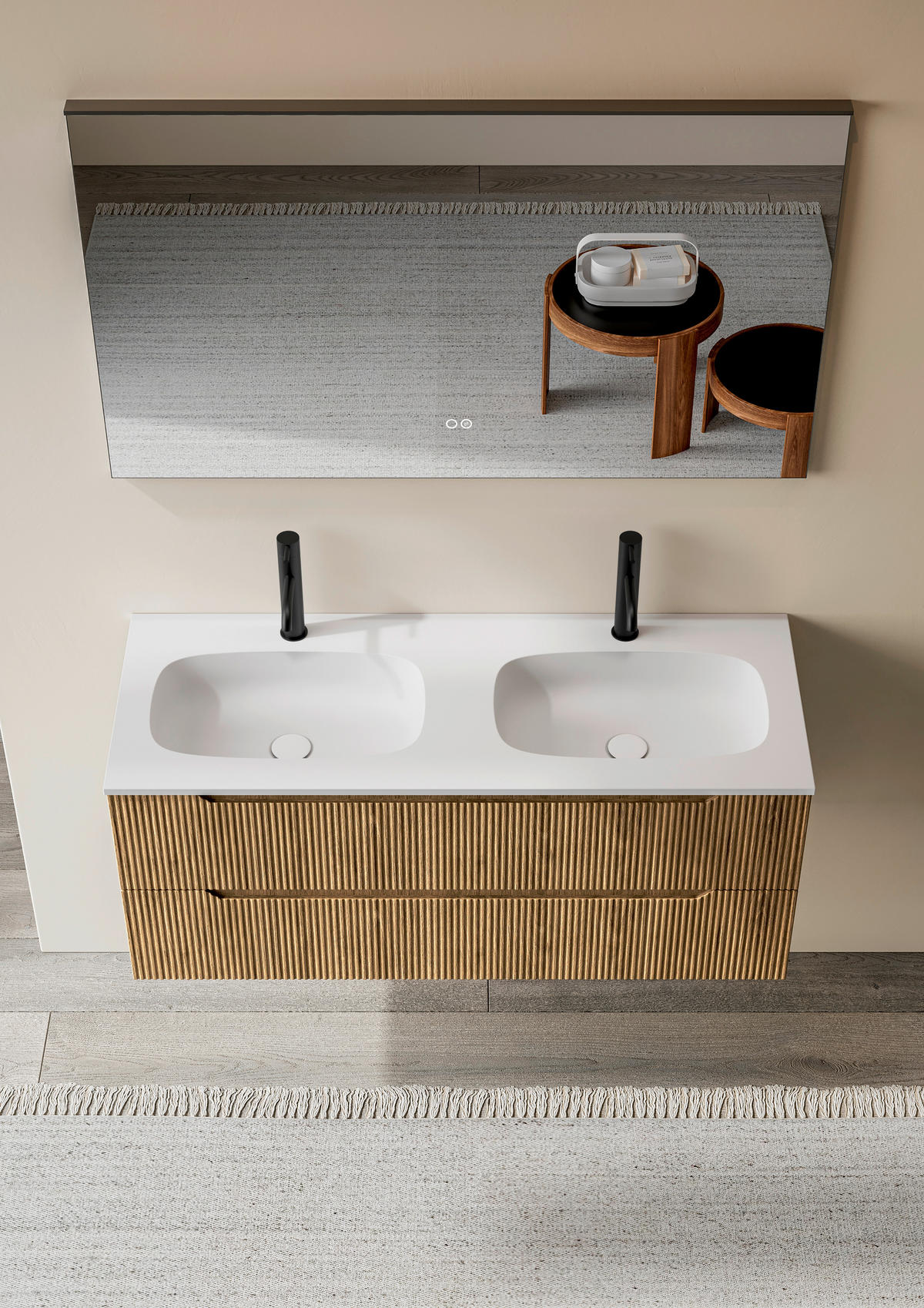 BADEZIMMER 3-teilig 120 cm  - Weiss/Eichefarben, Konventionell, Holzwerkstoff/Stein (120cm) - Belluti