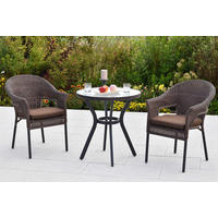 GARTENSET Stahl  - Graphitfarben/Braun, MODERN, Kunststoff/Textil - Gardenson