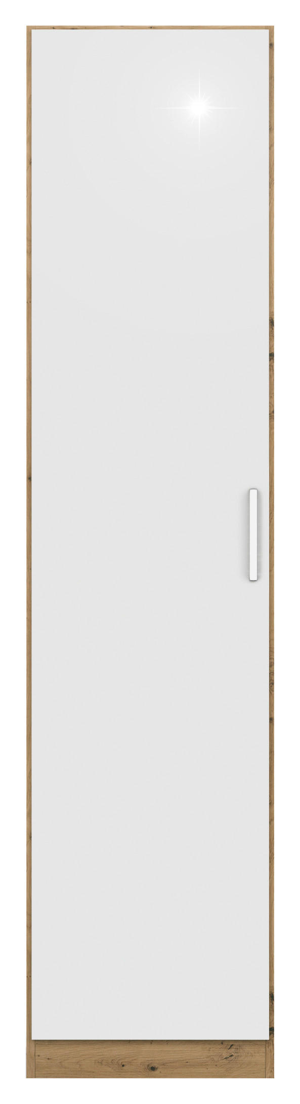 DREHTÜRENSCHRANK  in Eiche Artisan, Weiß Hochglanz  - Chromfarben/Weiß Hochglanz, MODERN, Holzwerkstoff/Kunststoff (47/210/54cm) - Rauch Möbel