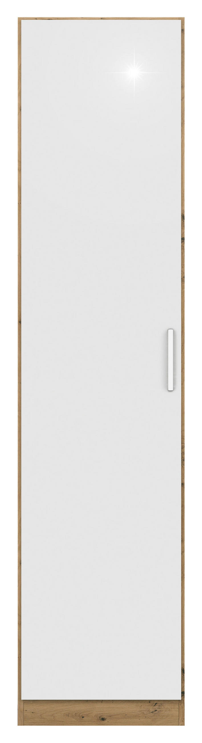 DREHTÜRENSCHRANK  in Eiche Artisan, Weiß Hochglanz  - Chromfarben/Weiß Hochglanz, MODERN, Holzwerkstoff/Kunststoff (47/197/54cm) - Rauch Möbel