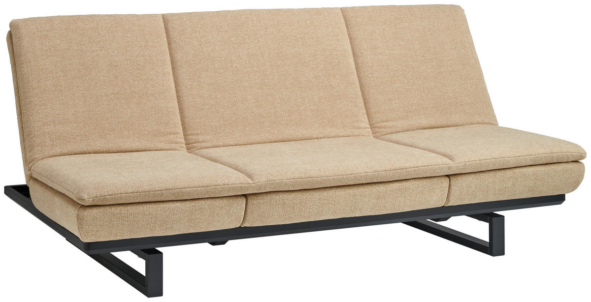 SCHLAFSOFA  in Flachgewebe Beige  - Beige/Schwarz, Design, Holz/Textil (201/80/120cm) - Joka
