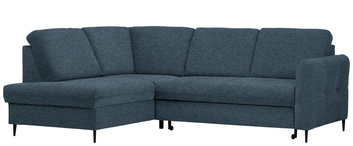 ECKSOFA in Chenille Blau  - Blau/Schwarz, Modern, Holz/Textil (184/241cm) - Carryhome
