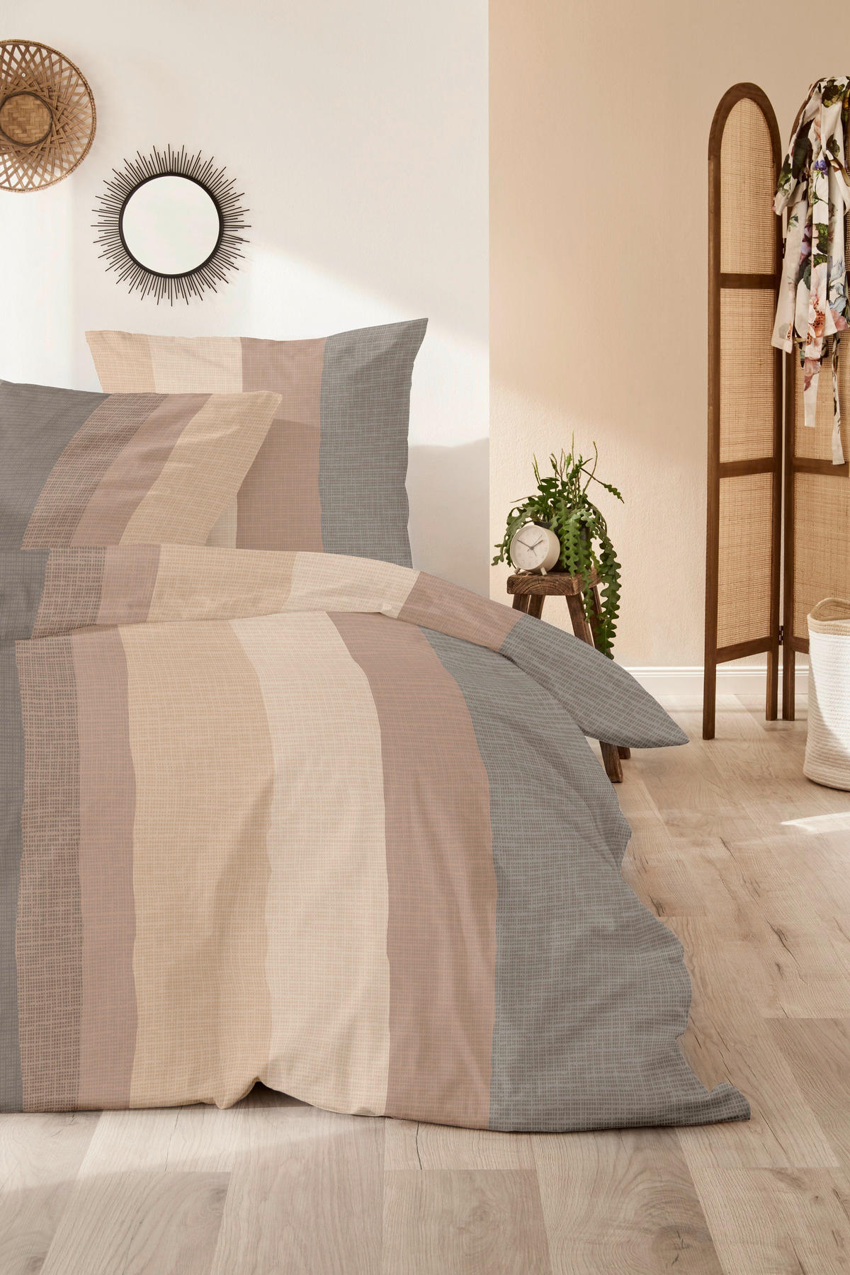 BETTWÄSCHE 2-teilig 135/200 cm  - Beigebraun, Design, Textil (135/200cm)