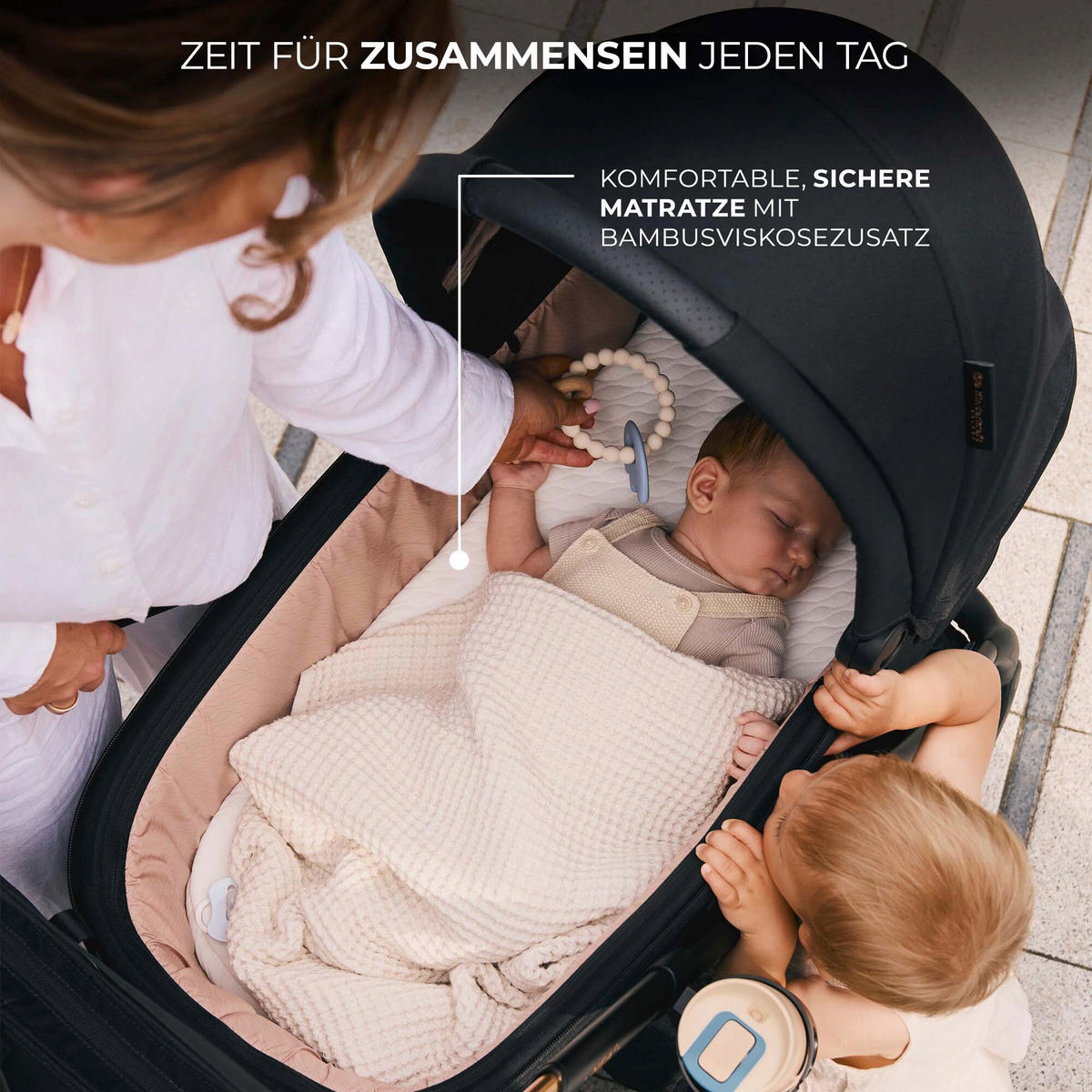 KINDERWAGENSET Nea 2  - Schwarz Hochglanz/Schwarz, Basics, Kunststoff/Textil (81/60/112cm) - Kinderkraft