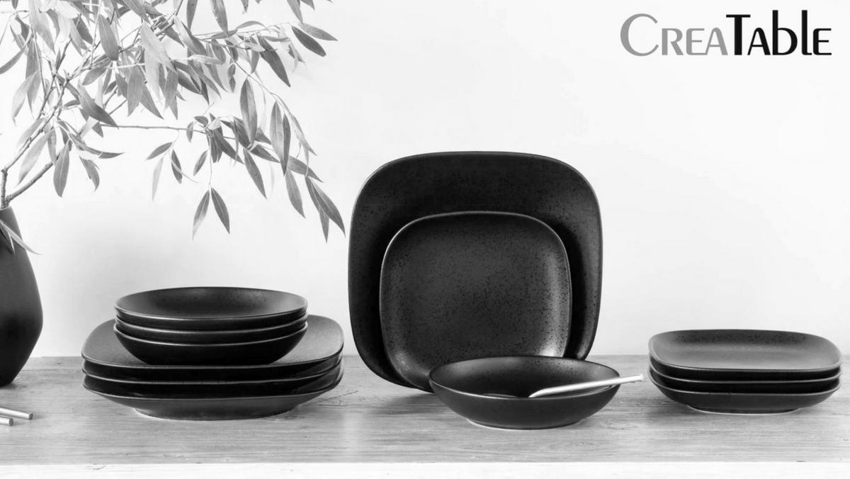 JÍDELNÍ SOUPRAVA, kamenina - černá, Basics, keramika - Creatable