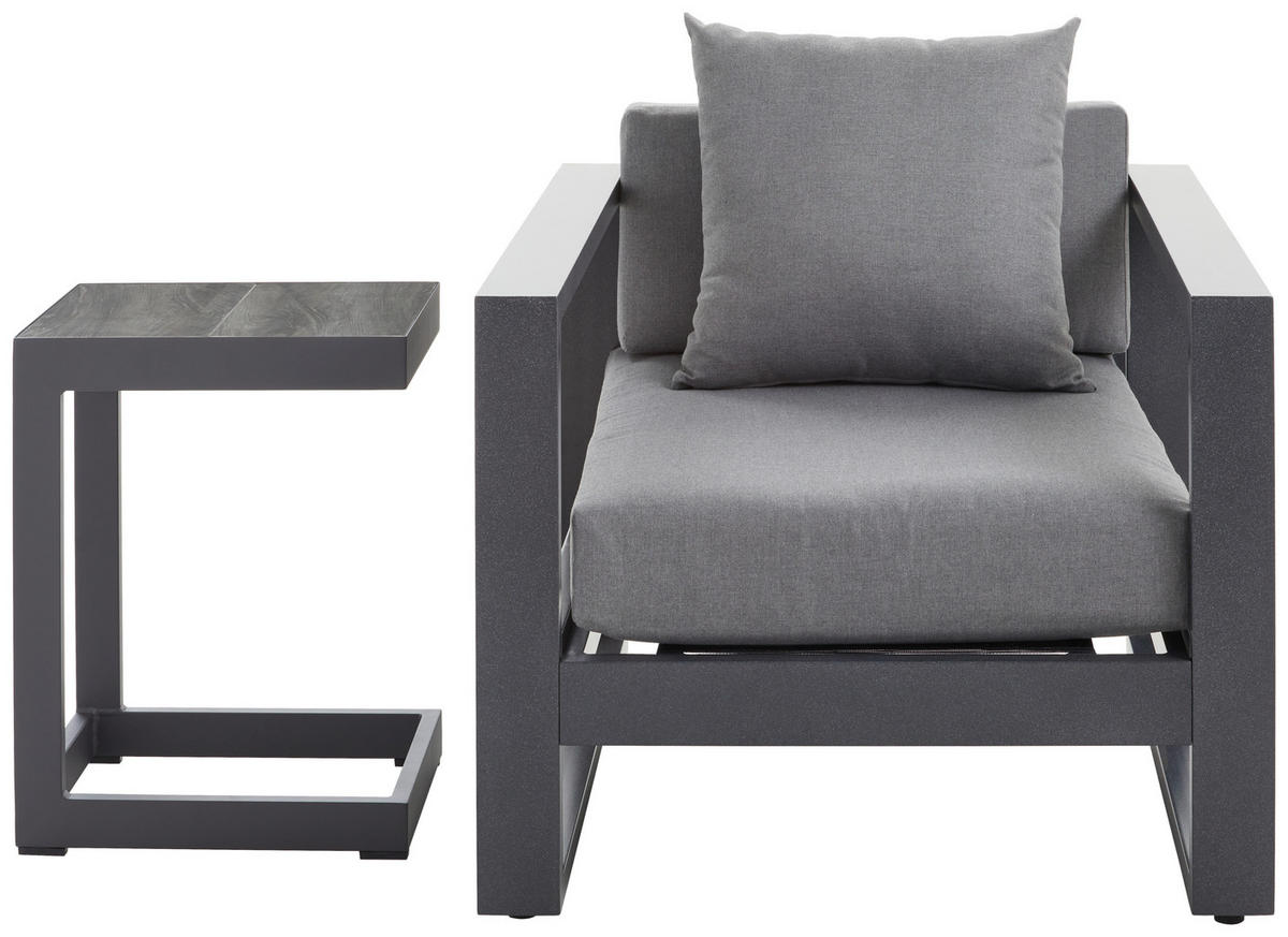 LOUNGESESSEL  - Anthrazit, Design, Textil/Metall (76/60/90cm) - Amatio