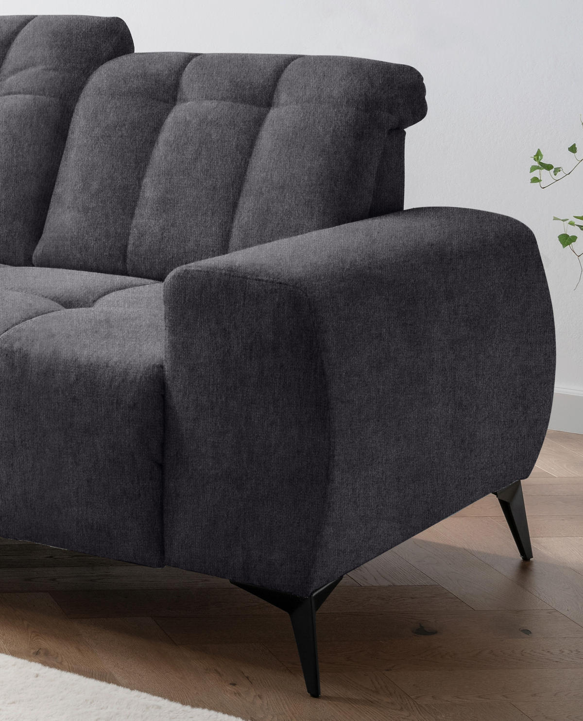 ECKSOFA Anthrazit Mikrofaser  - Anthrazit/Schwarz, MODERN, Textil/Metall (200/261cm) - Livetastic