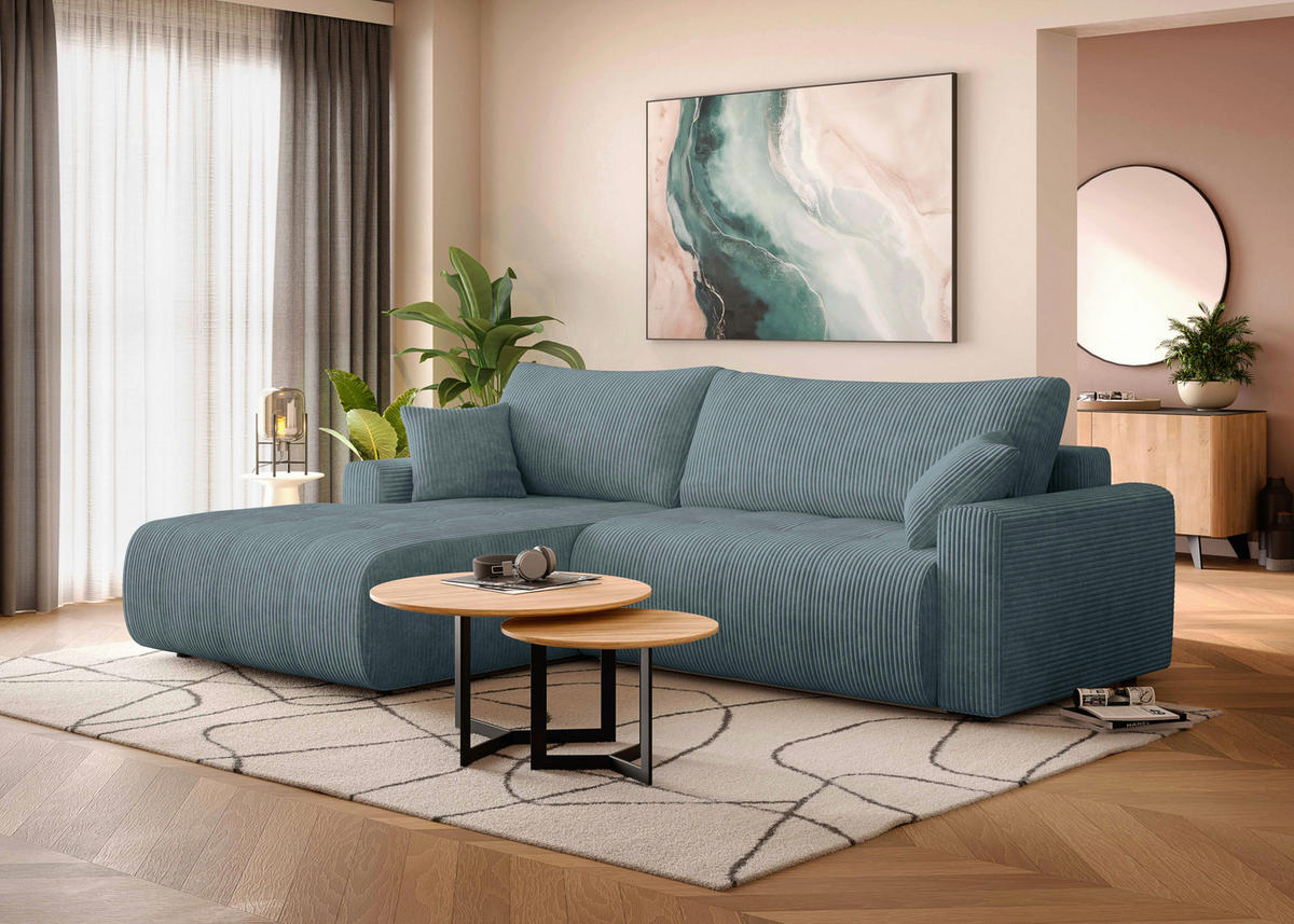ECKSOFA - Petrol/Schwarz, KONVENTIONELL, Kunststoff/Textil (192/270cm) - Carryhome