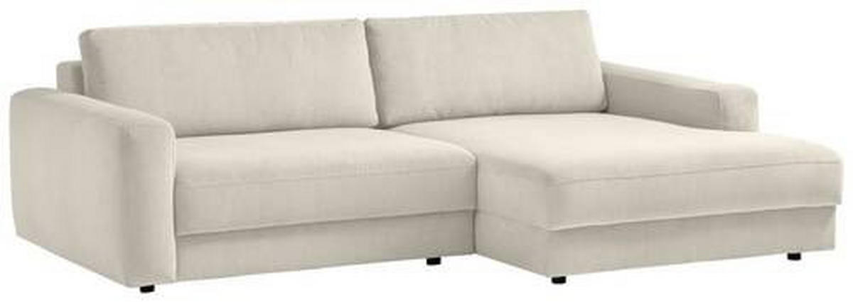 ECKSOFA in Cord Creme  - Creme/Schwarz, Modern, Textil (250/176cm) - Trendmanufaktur