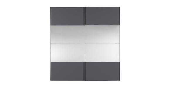 SCHWEBETÜRENSCHRANK in Graphitfarben - Alufarben/Graphitfarben, Design, Glas/Holzwerkstoff (200/216/68cm) - Hom`in