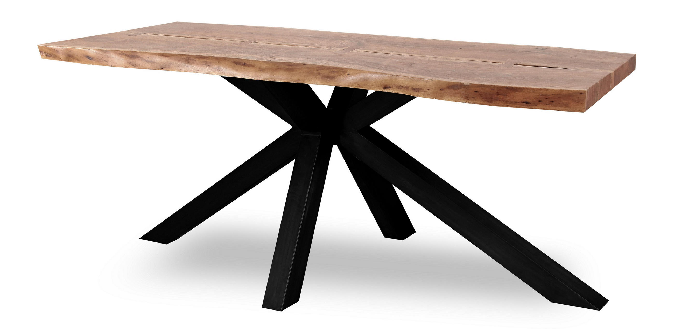 ESSTISCH Akazie massiv rechteckig Akaziefarben  - Schwarz/Akaziefarben, MODERN, Holz/Metall (180/76/80cm)