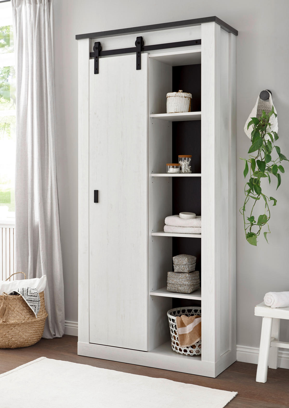 GARDEROBENSCHRANK  in 93/201/38 cm  - Anthrazit/Schwarz, Design, Holzwerkstoff/Metall (93/201/38cm) - Modante