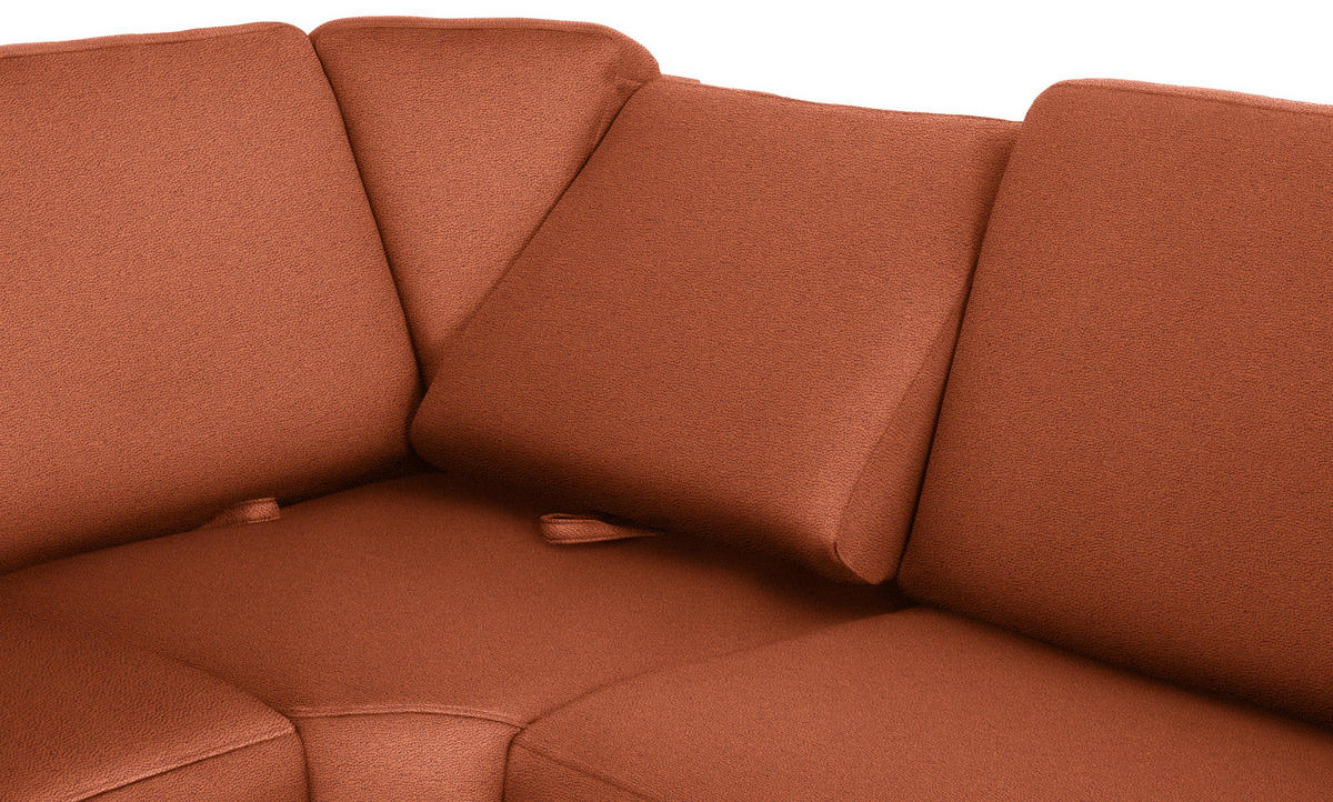 WOHNLANDSCHAFT Terracotta Flachgewebe  - Chromfarben/Terracotta, KONVENTIONELL, Textil/Metall (163/336/240cm) - Beldomo System