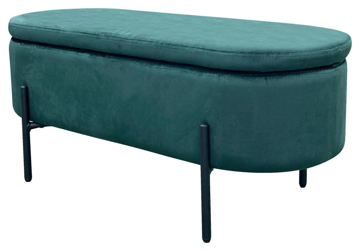 SITZBANK 95/42/38 cm Samt Schwarz, Dunkelgrün  - Dunkelgrün/Schwarz, Design, Textil/Metall (95/42/38cm) - MID.YOU