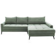 ECKSOFA  in Cord Pastellgrün  280/173 cm  - Pastellgrün/Schwarz, KONVENTIONELL, Textil/Metall (280/173cm) - Hom`in