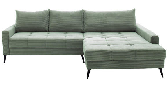 ECKSOFA  in Cord Pastellgrün  280/173 cm  - Pastellgrün/Schwarz, KONVENTIONELL, Textil/Metall (280/173cm) - Hom`in