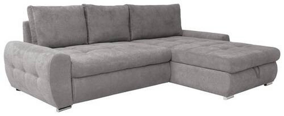 ECKSCHLAFSOFA Velours Fango  - Chromfarben/Fango, Design, Kunststoff/Textil (277/175cm) - Livetastic