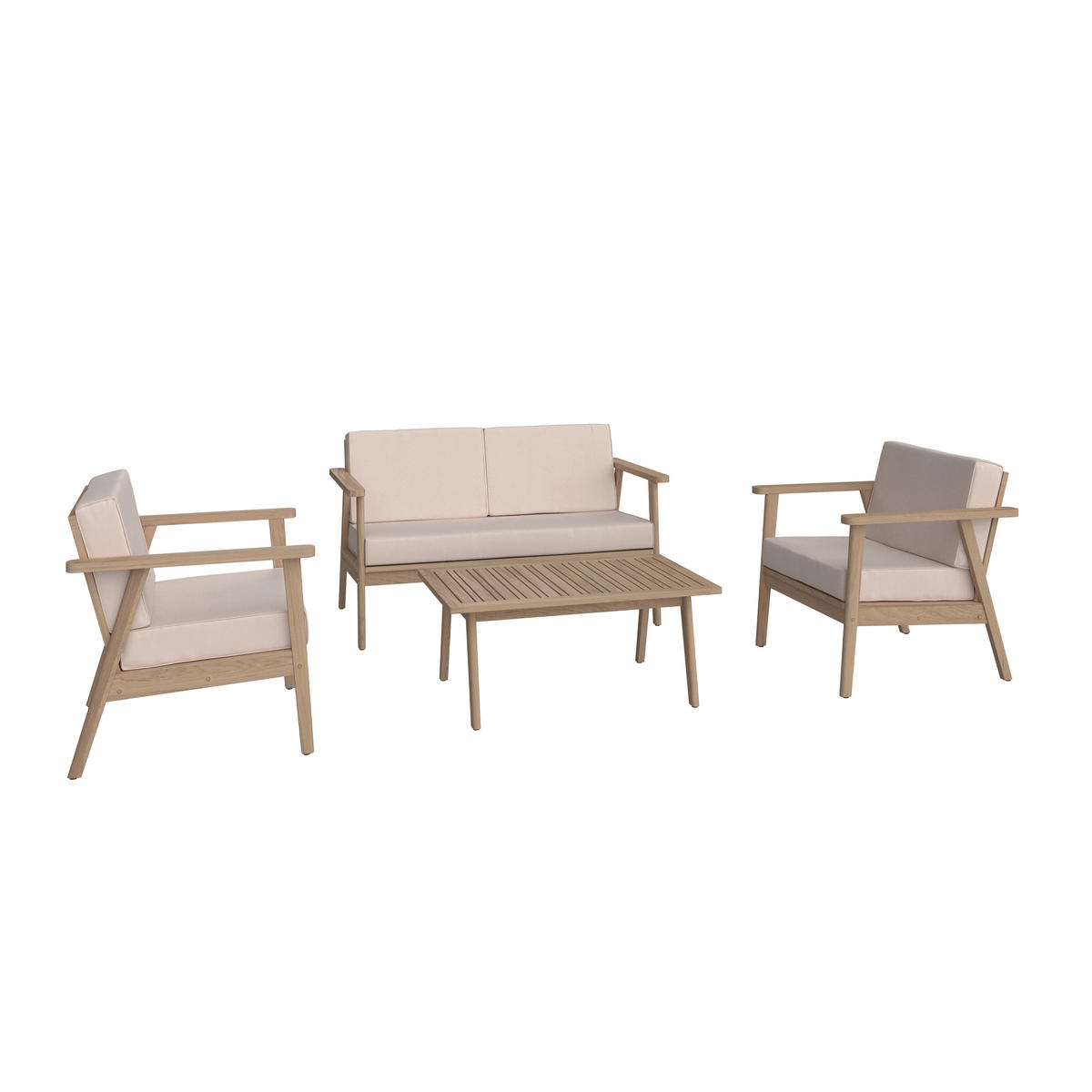 GARTENSET  - Beige/Teakfarben, MODERN, Holz/Textil (130/72/90/75/75/38/71/71/55cm) - Ambia Garden