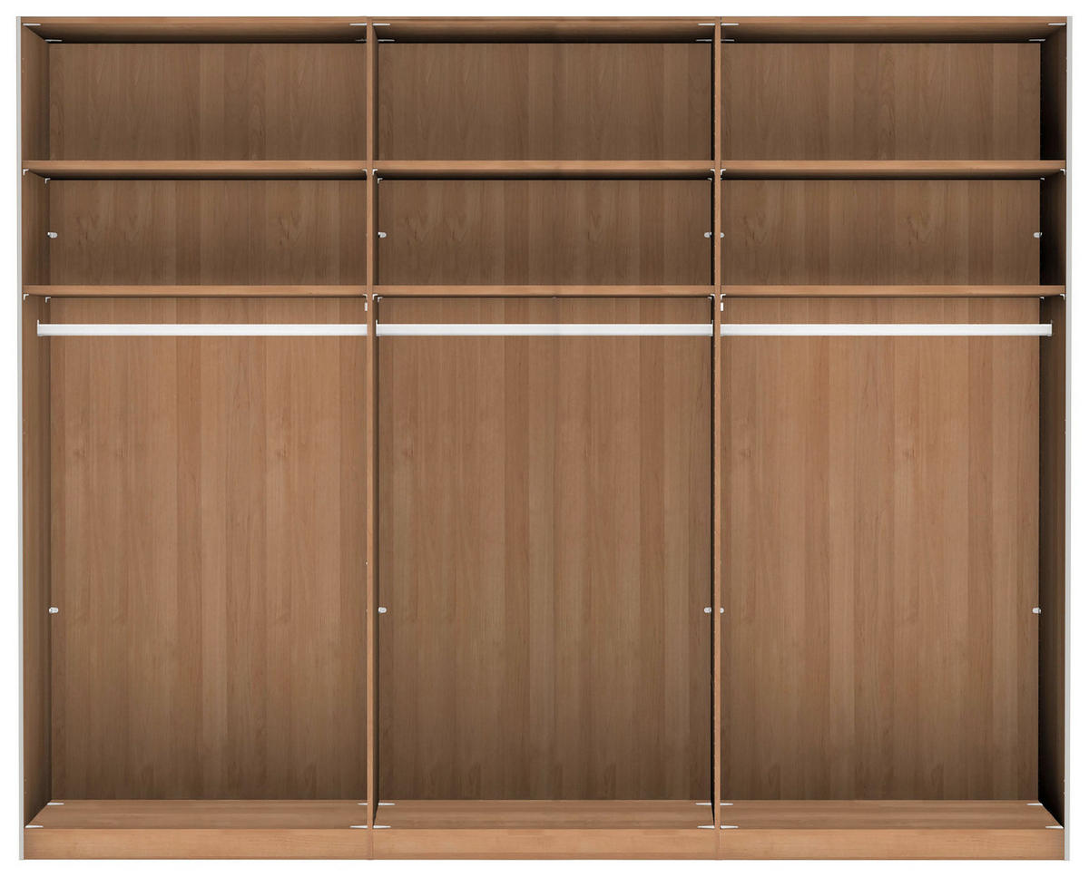 SCHWEBETÜRENSCHRANK 250/236/67 cm 3-türig Dunkelbraun, Eiche Bianco  - Eiche Bianco/Eichefarben, Natur, Glas/Holz (250/236/67cm) - Linea Natura