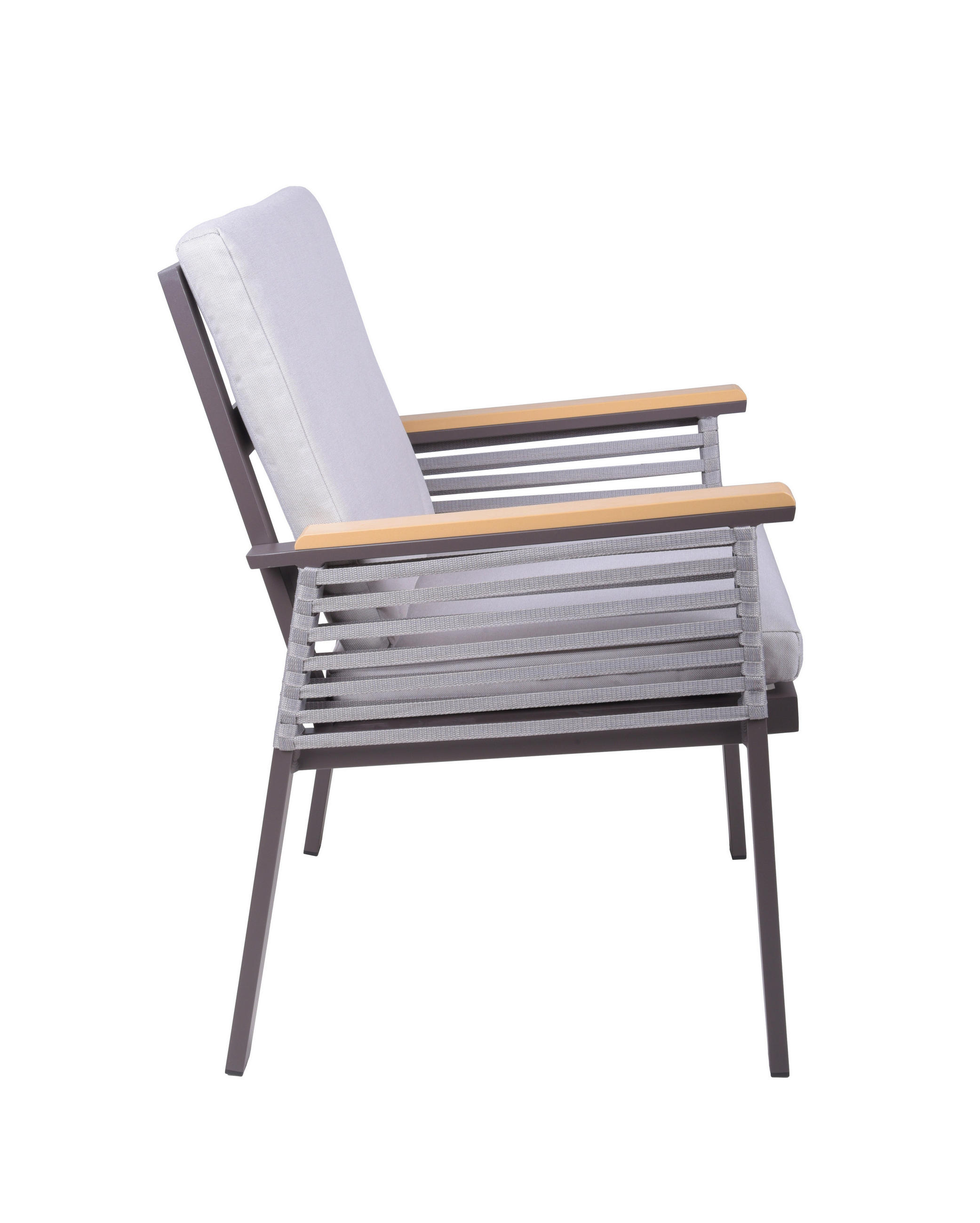 GARTENSTUHL-SET Metall, Kunststoff, Textil Braun, Hellgrau, Dunkelbraun  - Dunkelbraun/Hellgrau, Basics, Kunststoff/Textil (56/86/53cm) - Gardenson