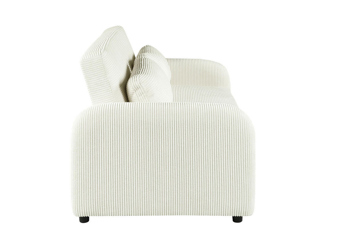 SCHLAFSOFA Cord Creme  - Creme/Schwarz, Design, Kunststoff/Textil (193/86/90cm) - MID.YOU