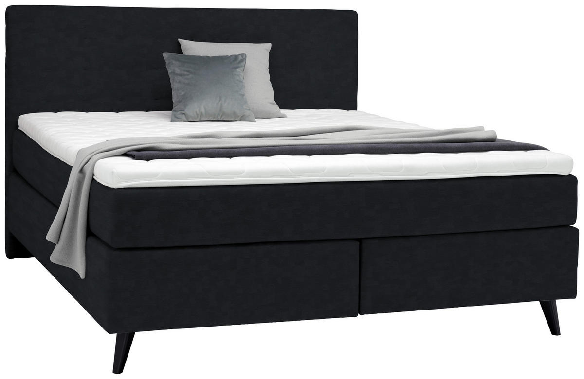 BOXSPRINGBETT 180/200 cm  in Schwarz  - Schwarz, Konventionell, Holz/Textil (180/200cm) - Voleo