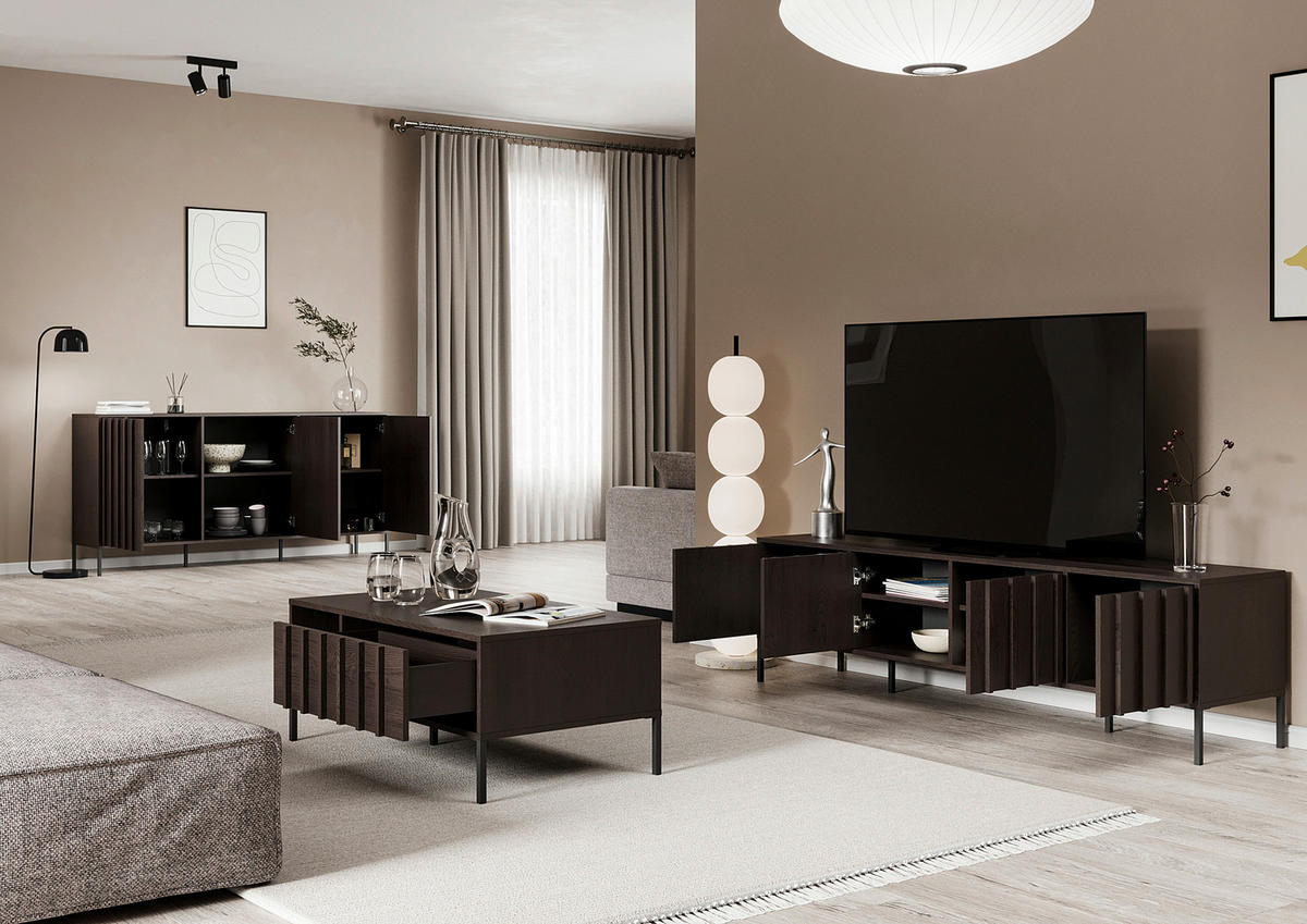 SIDEBOARD 180/88,2/40 cm  - Wengefarben/Schwarz, Design, Holz/Metall (180/88,2/40cm) - MID.YOU