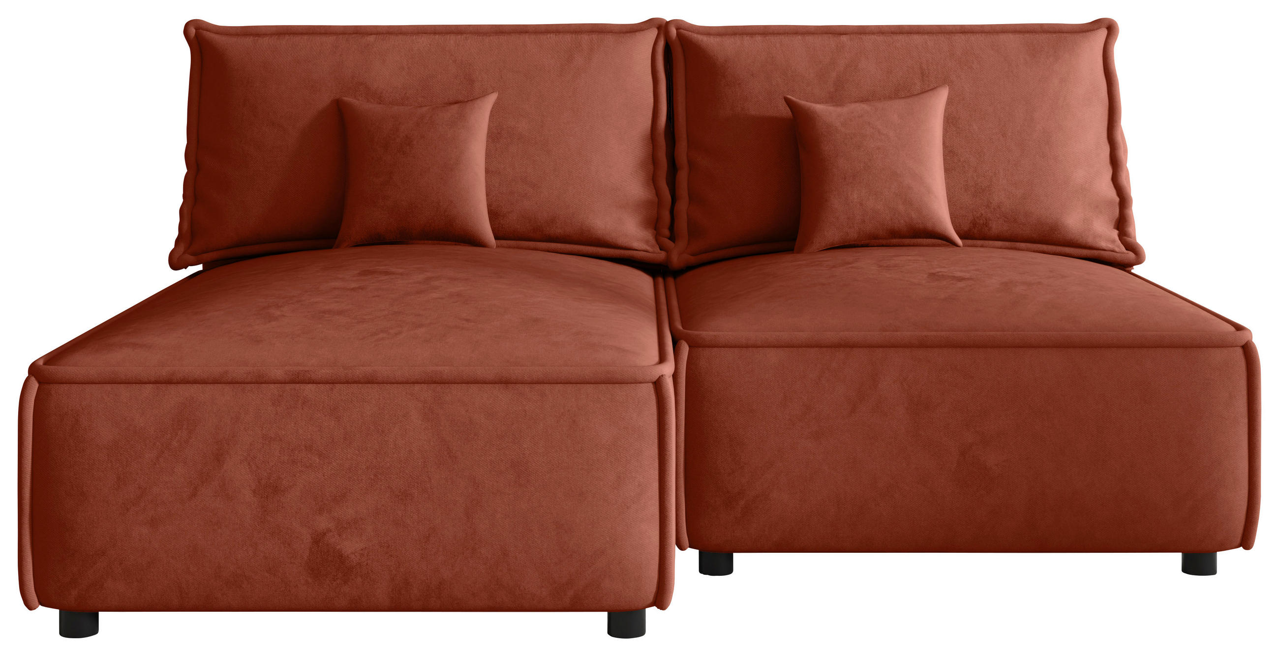 ECKSOFA  in Webstoff Terracotta  153/200 cm  - Terracotta/Schwarz, MODERN, Kunststoff/Textil (153/200cm) - Xora